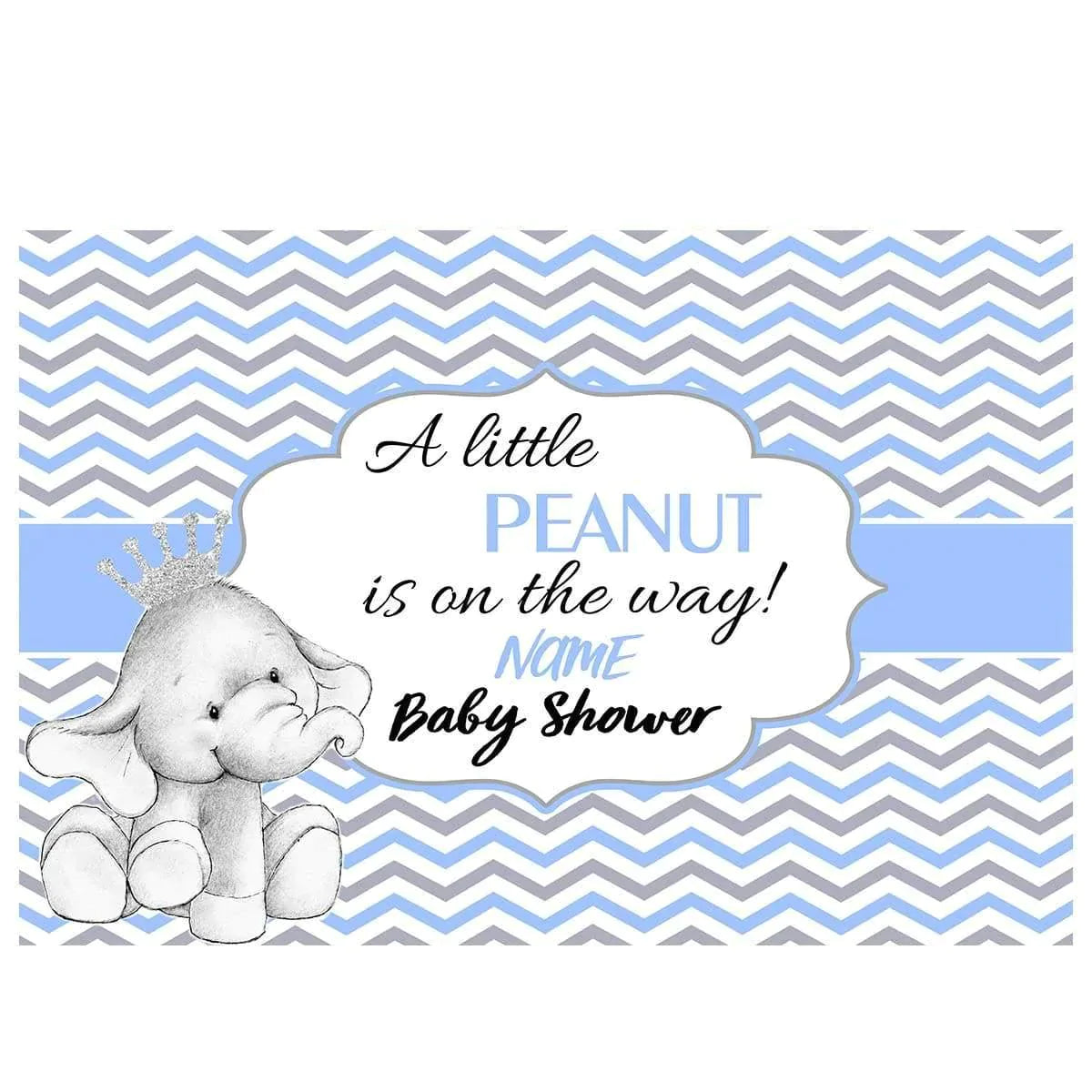 Allenjoy Blue Chevron Wave with Baby Elephant Backdrop - Allenjoystudio