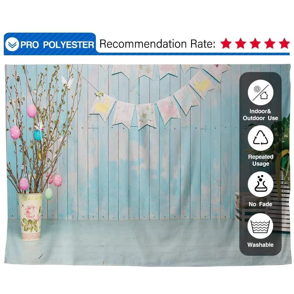 Allenjoy Blue Wooden Easter Eggs Indoor Photograpy Backdrop - Allenjoystudio