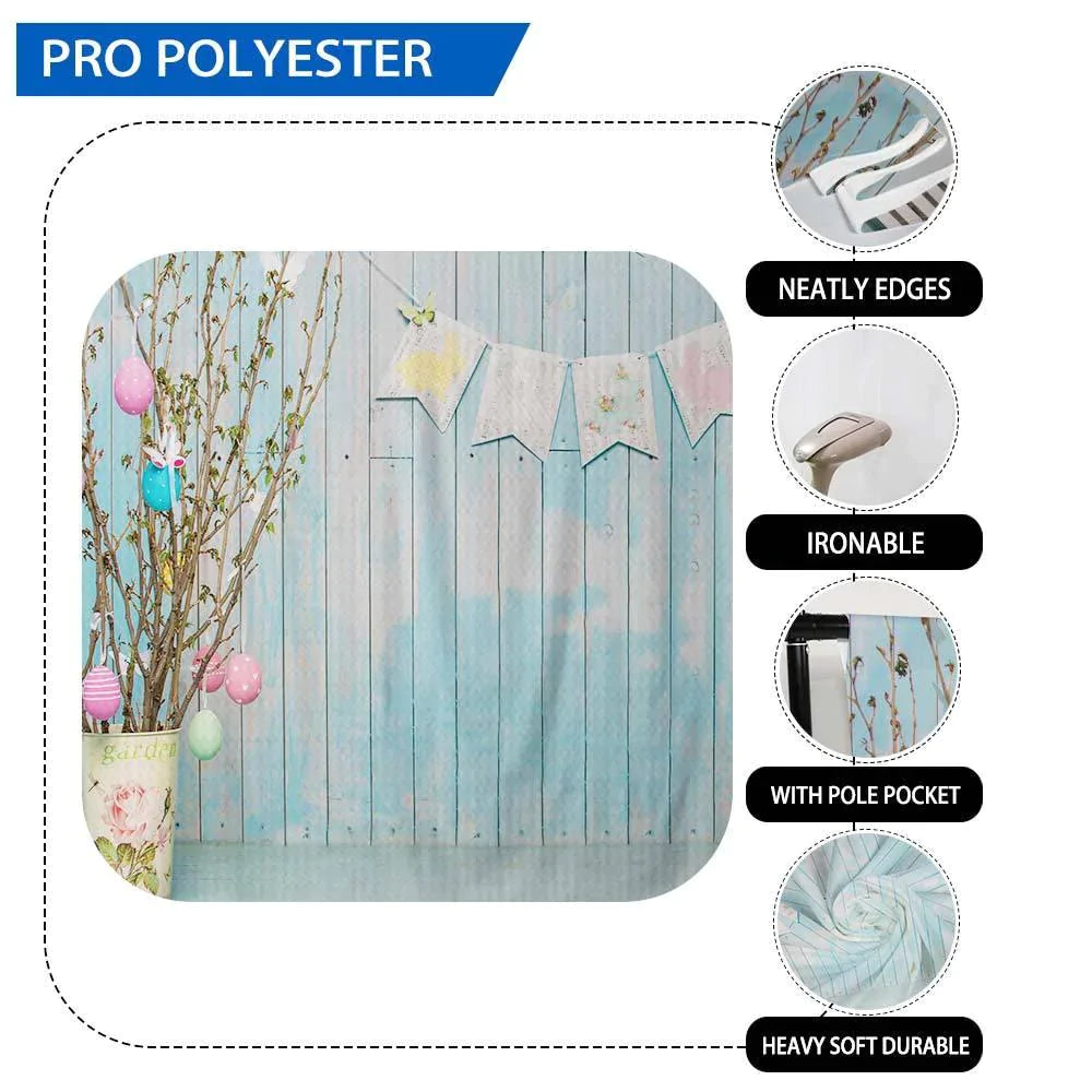 Allenjoy Blue Wooden Easter Eggs Indoor Photograpy Backdrop - Allenjoystudio