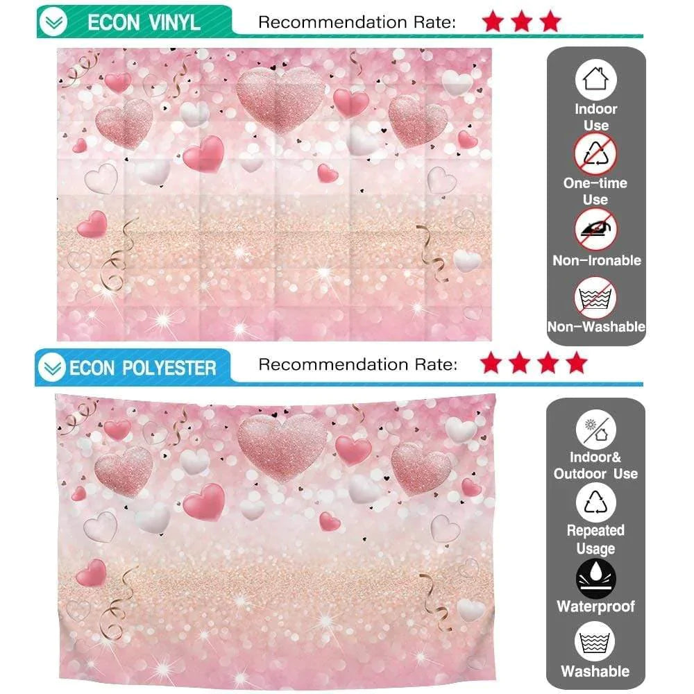 Allenjoy Bokeh Pink Gliter Backdrop Heart Balloon for Valentine's Day - Allenjoystudio