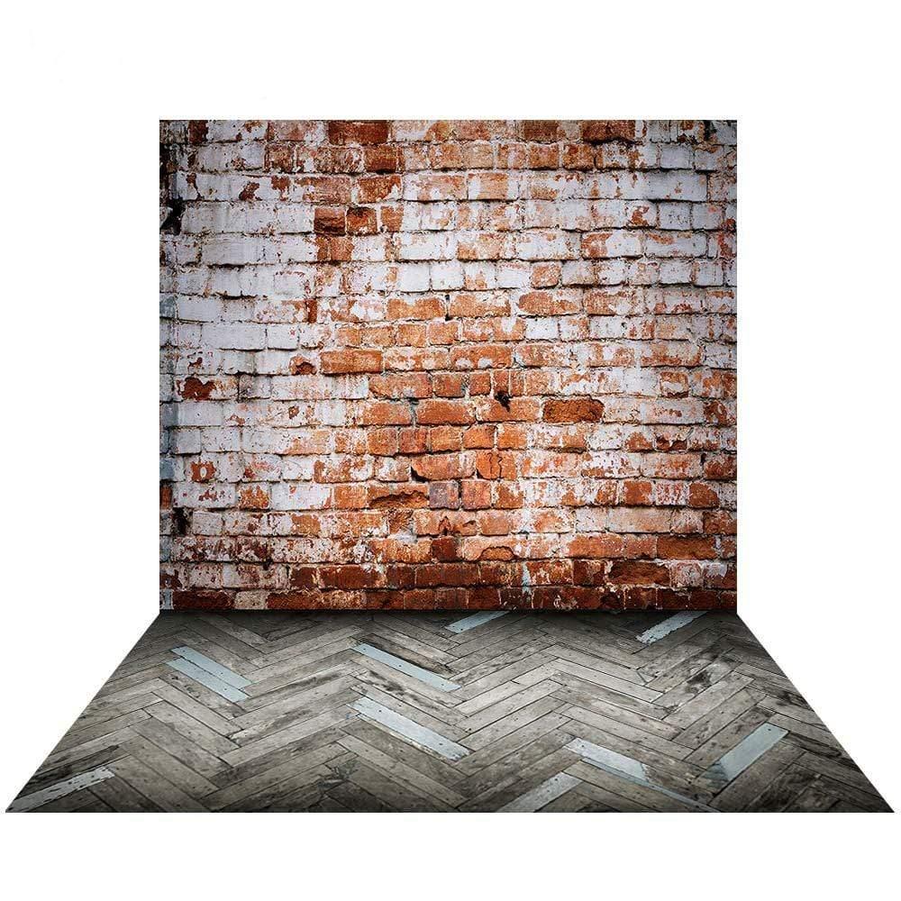 Allenjoy Brick and Chevron Wooden Planks Newborn Backdrop - Allenjoystudio