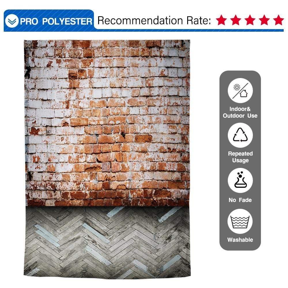Allenjoy Brick and Chevron Wooden Planks Newborn Backdrop - Allenjoystudio