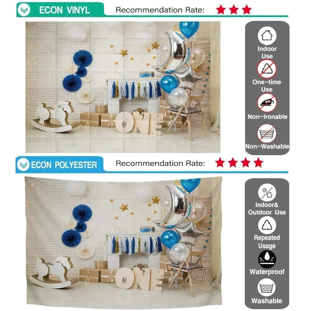 Allenjoy Brick Wall Backdrop Balloon Wooden Trojan Horse for 1st Birthday - Allenjoystudio