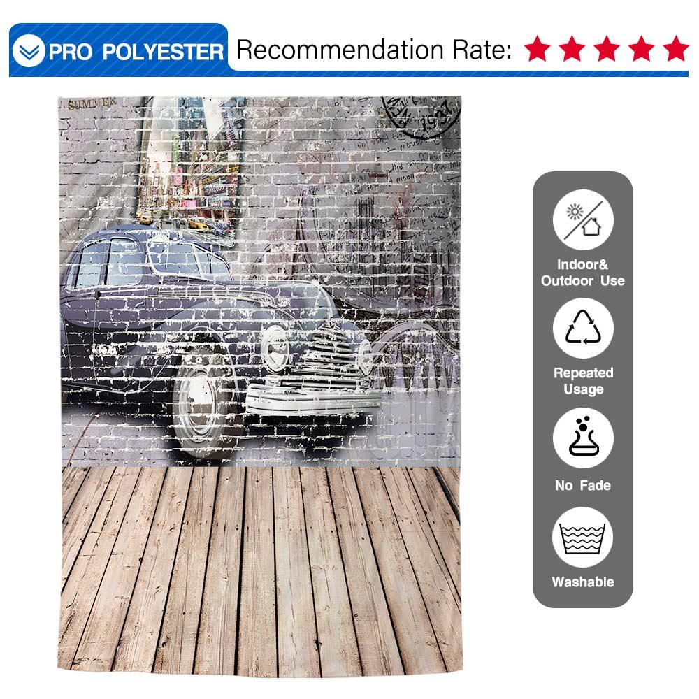 Allenjoy Brick Wall Graffiti Car City Street Wooden Floor Backdrop - Allenjoystudio