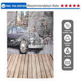 Allenjoy Brick Wall Graffiti Car City Street Wooden Floor Backdrop - Allenjoystudio