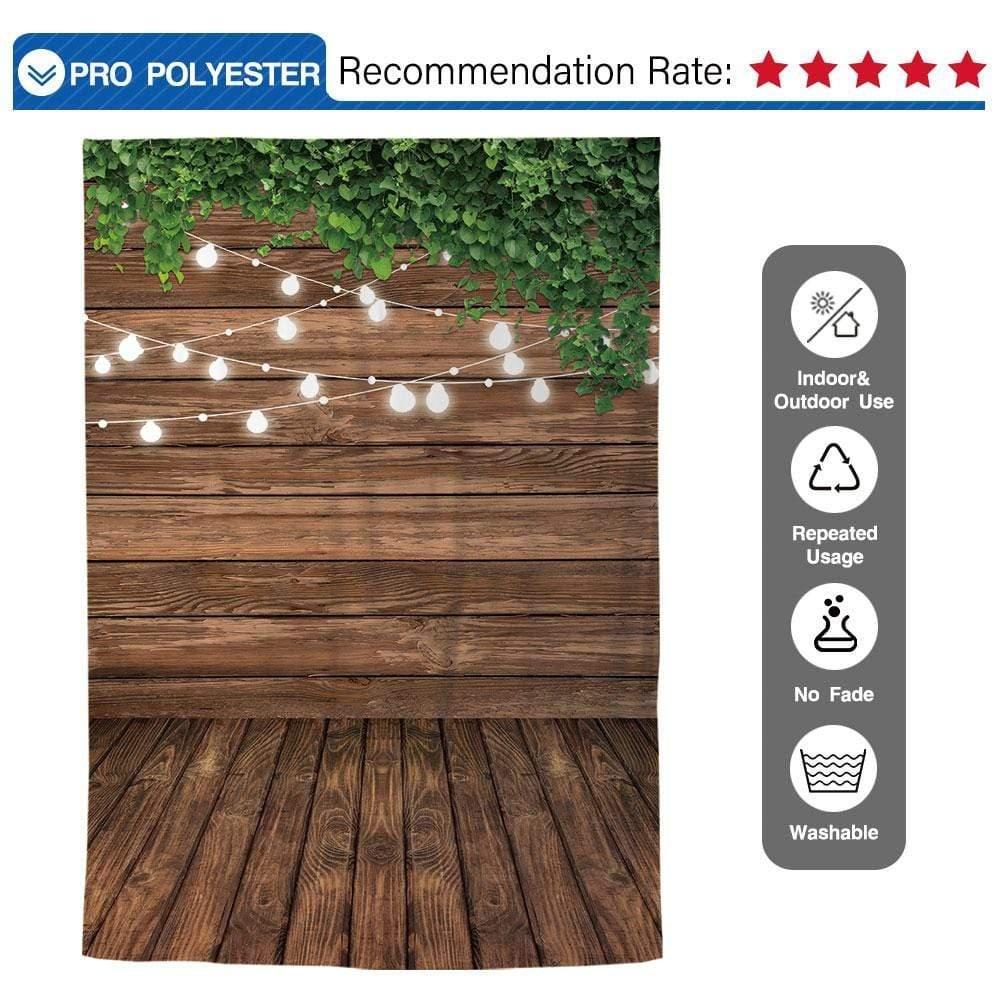 Allenjoy Brown Wood Board Light Leaves Newborn Backdrop - Allenjoystudio