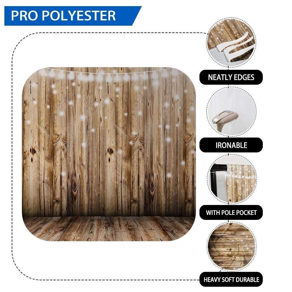 Allenjoy Brown Wooden Wall with floor Sparking Light Backdrop - Allenjoystudio