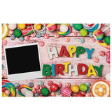 Allenjoy Candy Background Portrait Door Colorful Birthday Children Wooden Floor