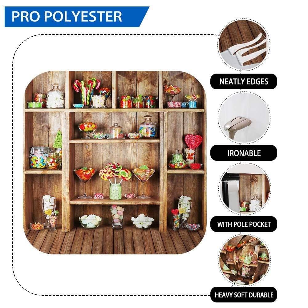 Allenjoy Candy Shelves Backdrop Children Wood Baby Shower Background Photocall - Allenjoystudio