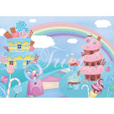 Allenjoy Candyland Backdrop Rainbow Lollipop Cake Chocolate for Baby Shower Birthday