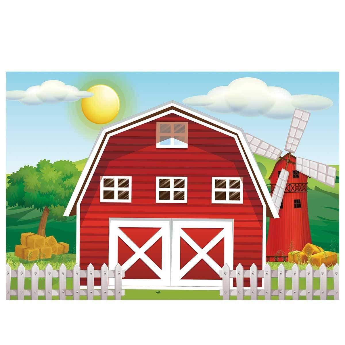 Allenjoy Red Farm Animals Backdrop for Children - Allenjoystudio