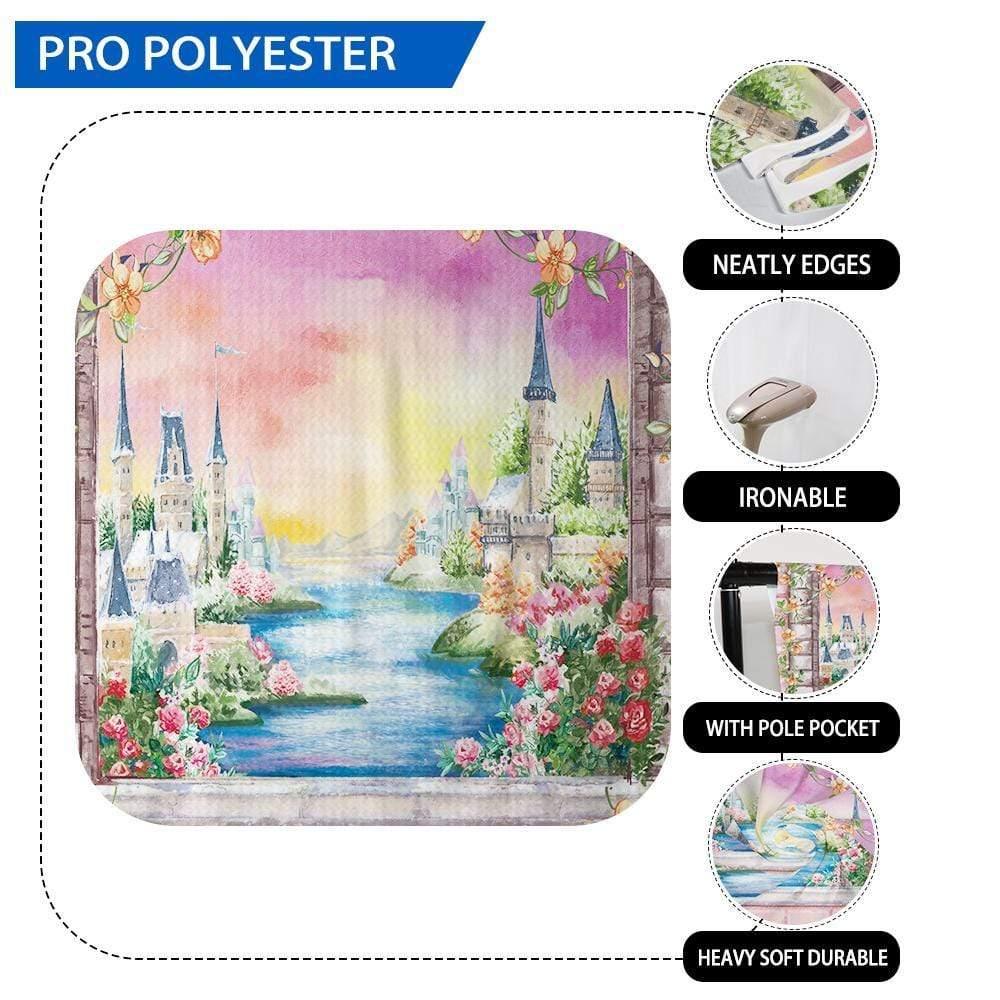 Allenjoy Castle Floral Window Backdrop Hand-Painted for Children Birthday Baby Shower - Allenjoystudio