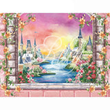 Allenjoy Castle Floral Window Backdrop Hand-Painted for Children Birthday Baby Shower - Allenjoystudio