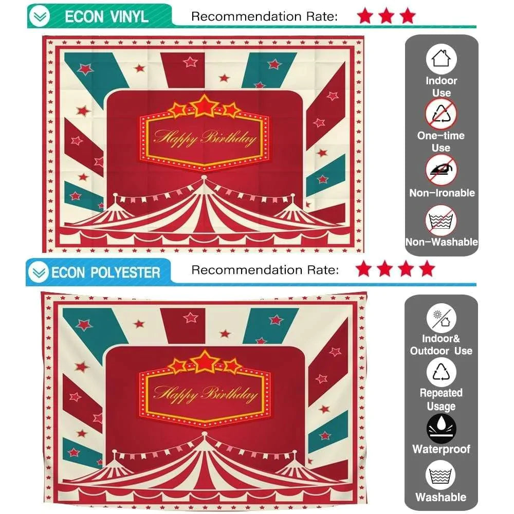 Allenjoy Children Circus Birthday Party Stripes Photo Backdrop Red Blue Stars Banner - Allenjoystudio
