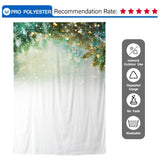 Allenjoy Christmas Backdrop Golden Bokeh Green Leaves for Photoshoot - Allenjoystudio
