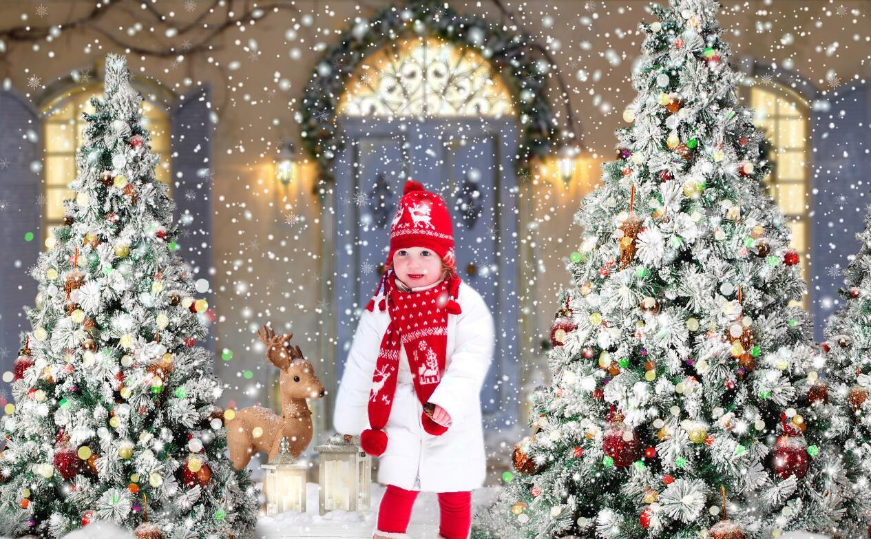 Allenjoy Christmas Outdoor Pine Tree Deer Backdrop for Kids - Allenjoystudio