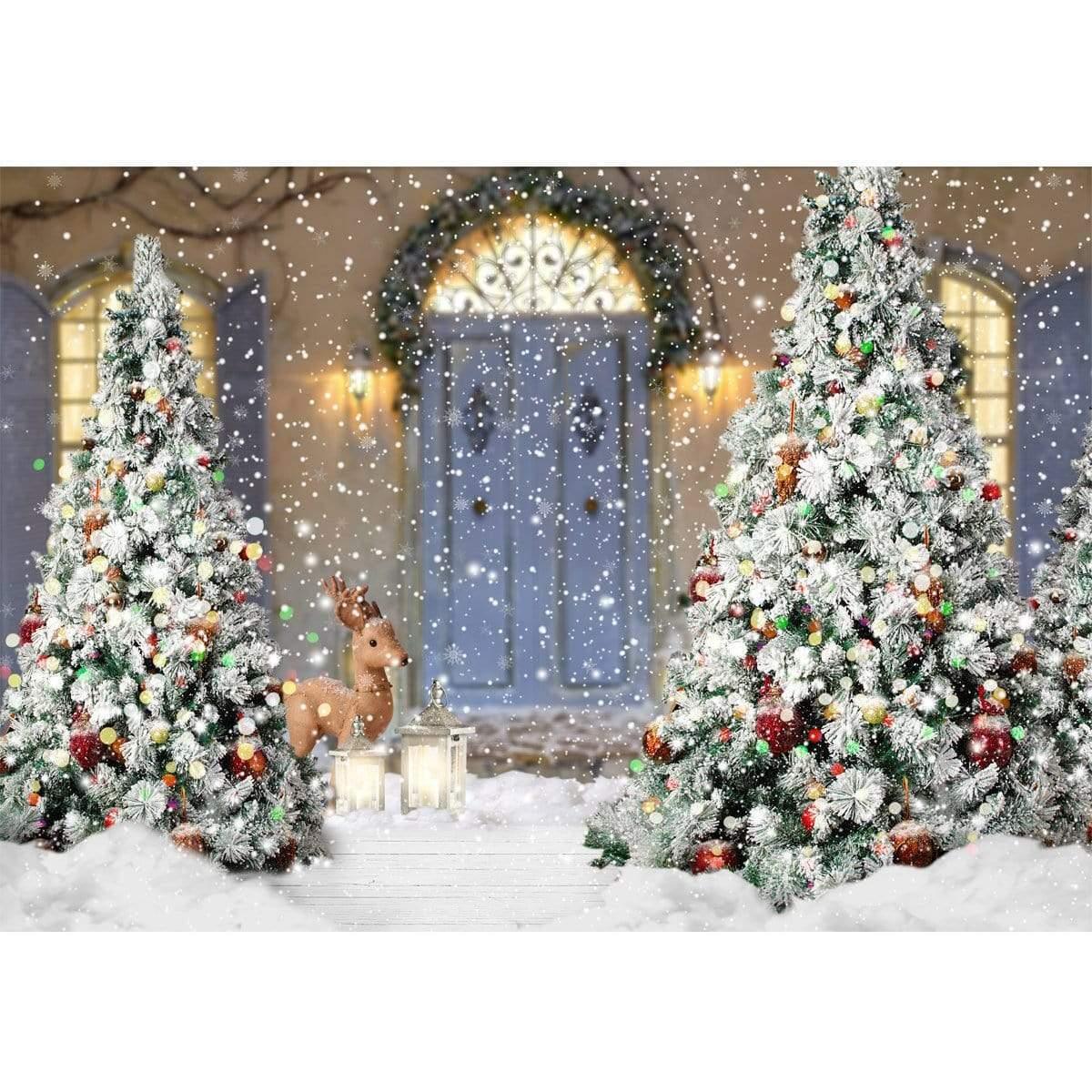 Allenjoy Christmas Outdoor Pine Tree Deer Backdrop for Kids - Allenjoystudio