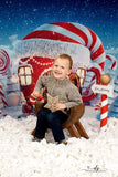 Allenjoy Christmas Backdrop Red House Blue Starry Snowy Night Backdrop