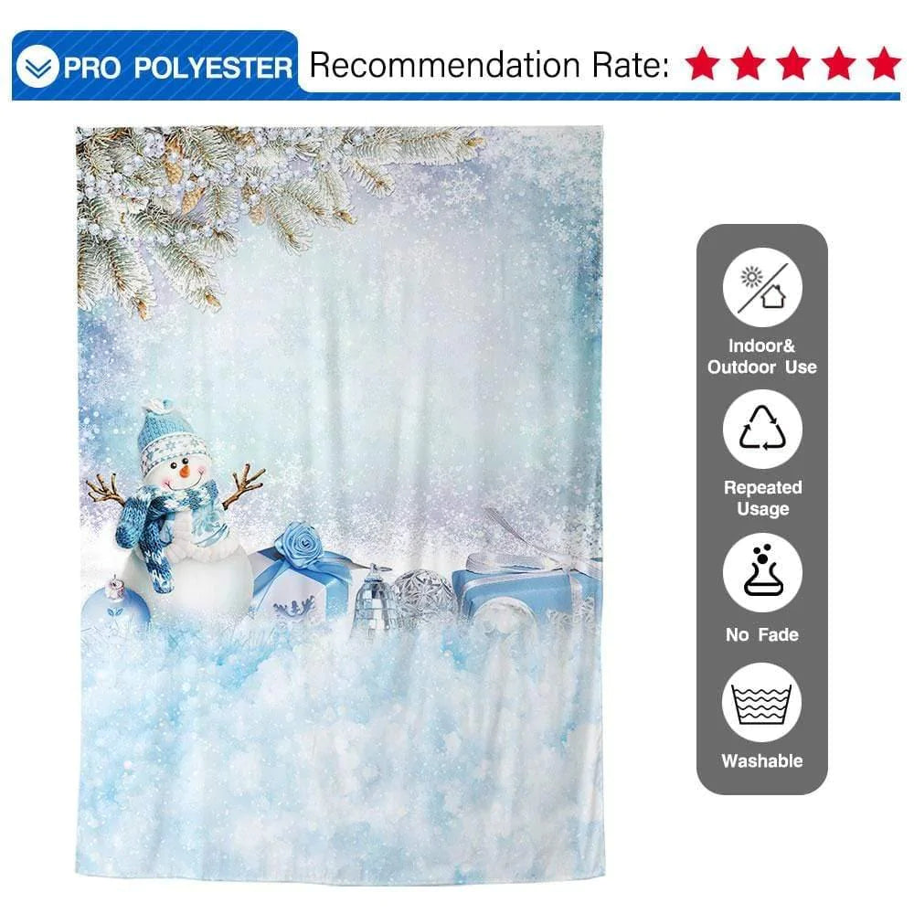 Allenjoy Christmas  Snowman Winter Gift Blue Bokeh Backdrop - Allenjoystudio
