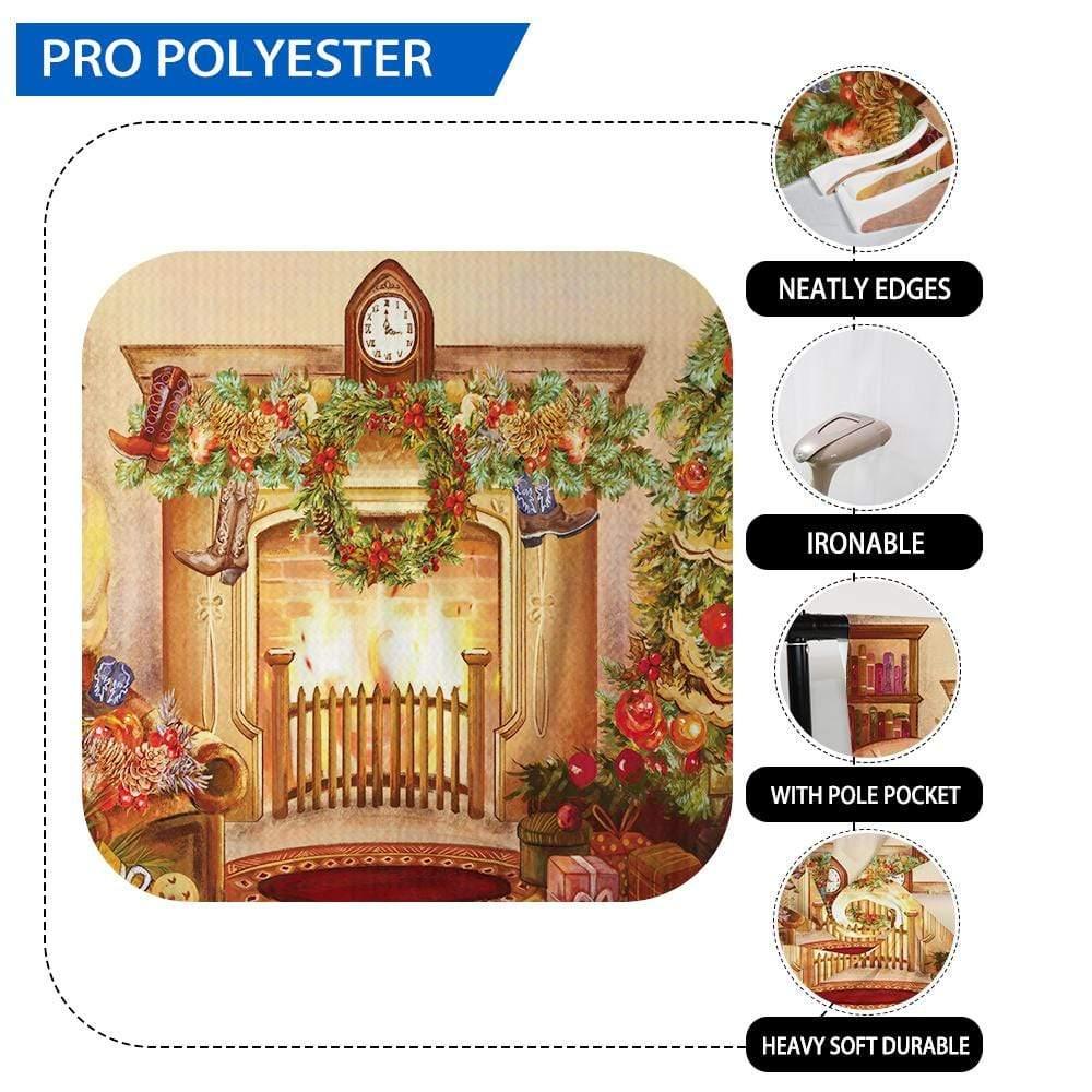 Allenjoy Christmas Backdrop Warm Fireplace  Retro Hand-Painted for Family - Allenjoystudio
