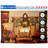 Allenjoy Christmas Backdrop Warm Fireplace  Retro Hand-Painted for Family - Allenjoystudio
