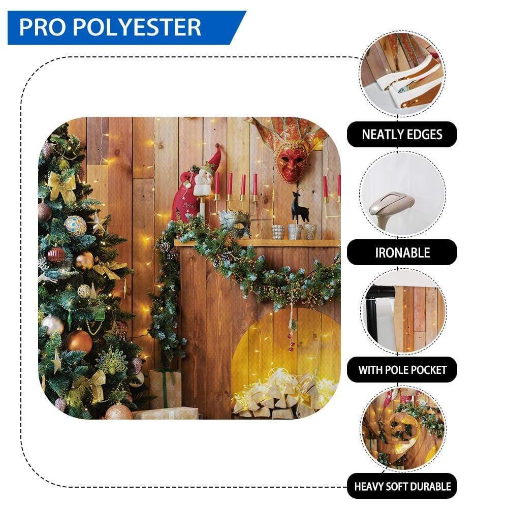 Allenjoy Christmas Warm Fireplace Wooden House Backdrop - Allenjoystudio