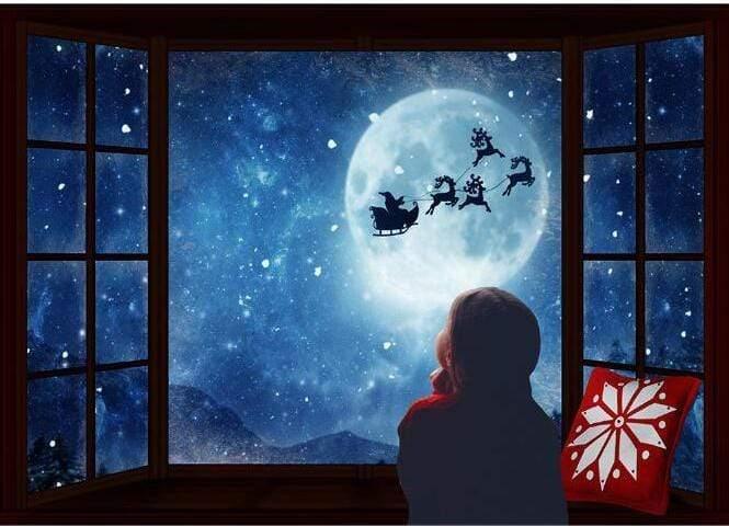 Allenjoy Christmas Snowflake Winter Moon Deers Pillow Window Backdrop - Allenjoystudio