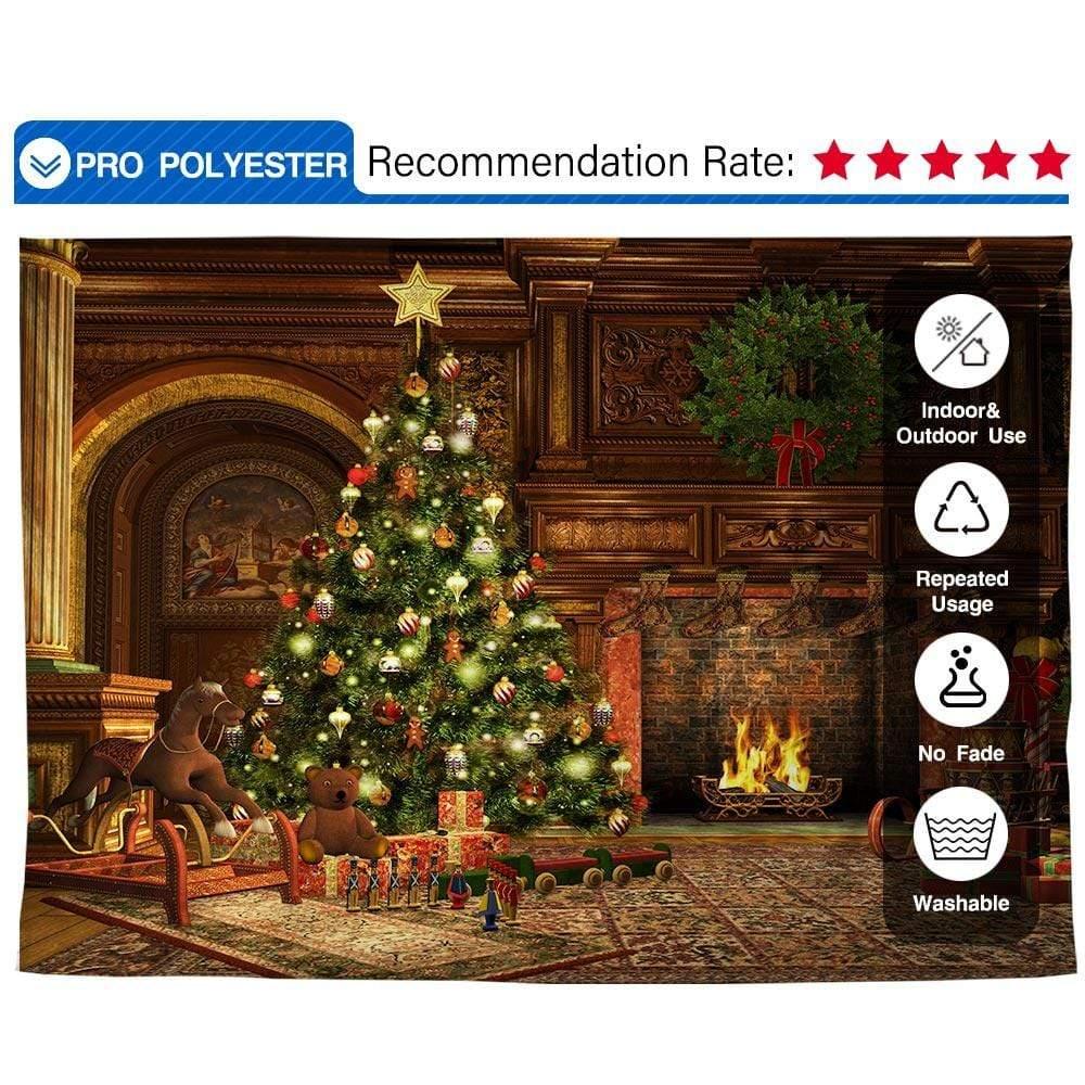 Allenjoy Christmas Classic Fireplace Warm Indoor Backdrop - Allenjoystudio