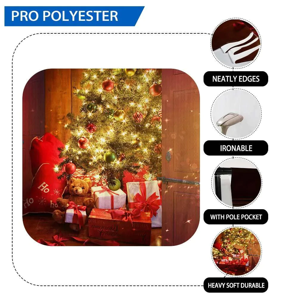 Allenjoy Christmas Tree Gifts Box Night Holiday Fireplace Backdrop - Allenjoystudio