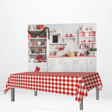 Allenjoy Christmas Kitchen Red Checkered Banner Tablecloth - Allenjoystudio