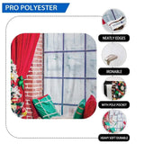 Allenjoy Christmas Tree Red Curtain Window Pillow Brick Wall Backdrop - Allenjoystudio
