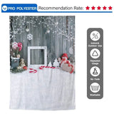 Allenjoy Christmas Snowman Gray Wood Wall Winter Snowflake Backdrop - Allenjoystudio