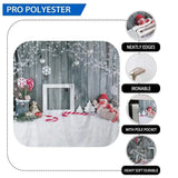 Allenjoy Christmas Snowman Gray Wood Wall Winter Snowflake Backdrop - Allenjoystudio
