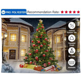 Allenjoy Christmas Tree Backdrop House Outdoor for Family Photoshoot - Allenjoystudio