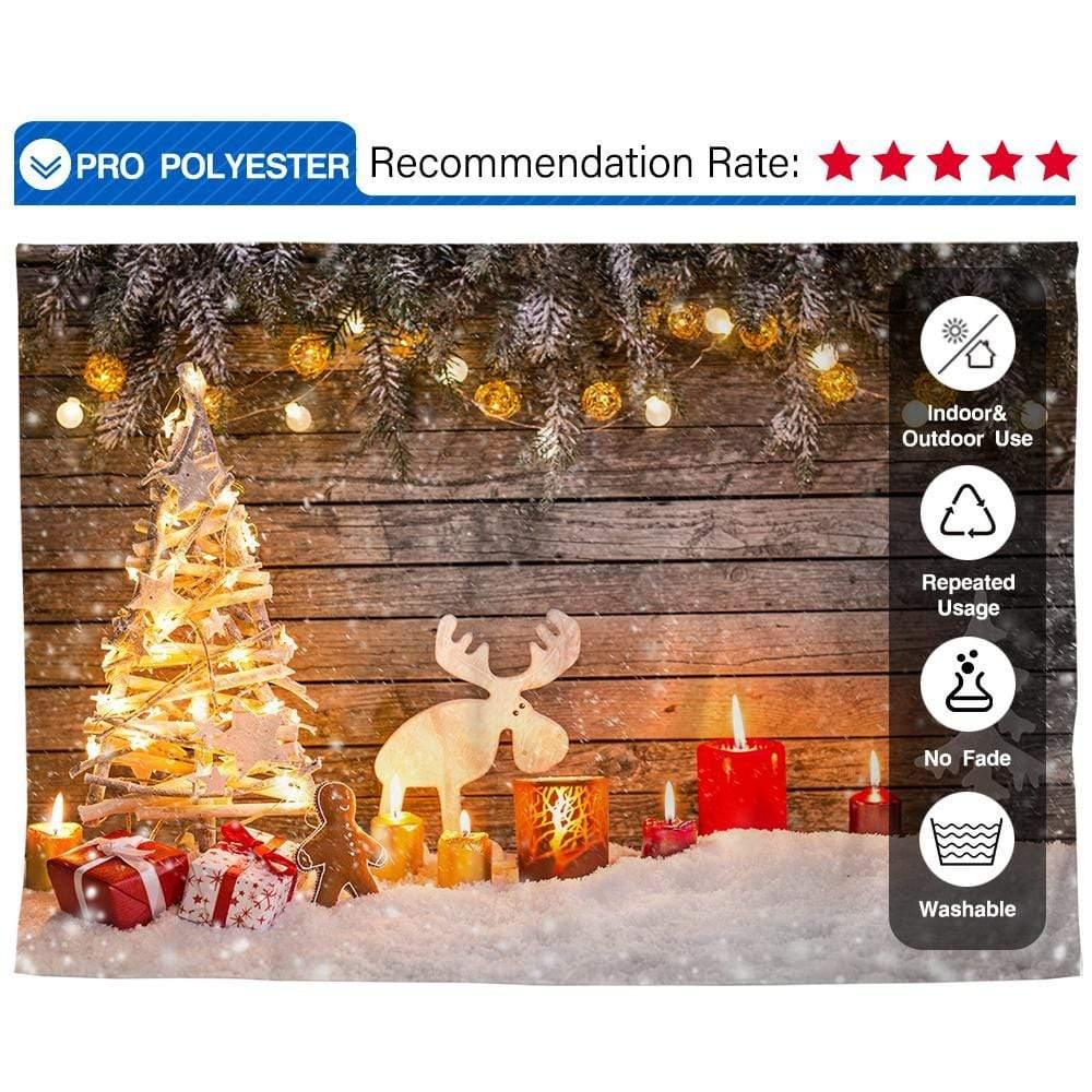 Allenjoy Christmas Tree Candles Elk Gingerbread Gifts Backdrop - Allenjoystudio