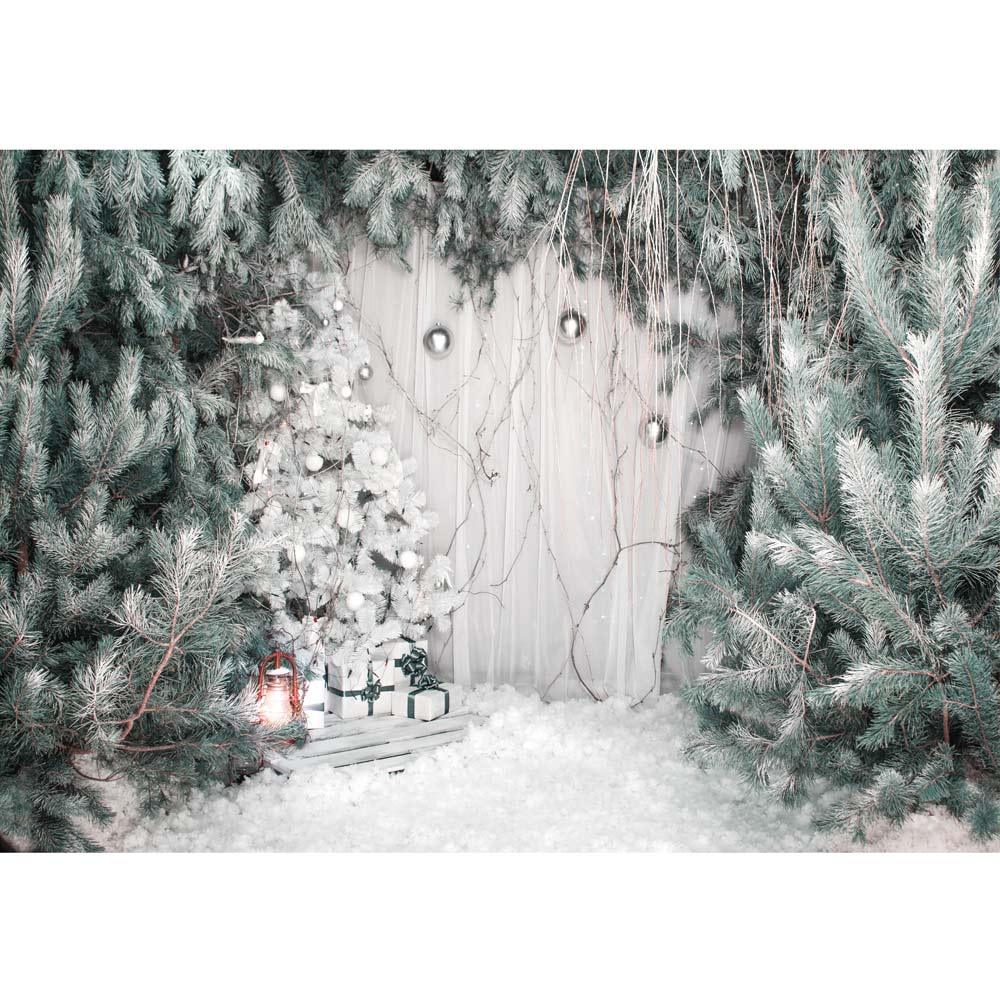 Allenjoy Christmas Tree Snow White Wonderland Backdrop - Allenjoystudio