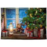 Allenjoy Christmas Window Background  Pine Tree Indoor Gift Toy Bear Real Photo Backdrop - Allenjoystudio