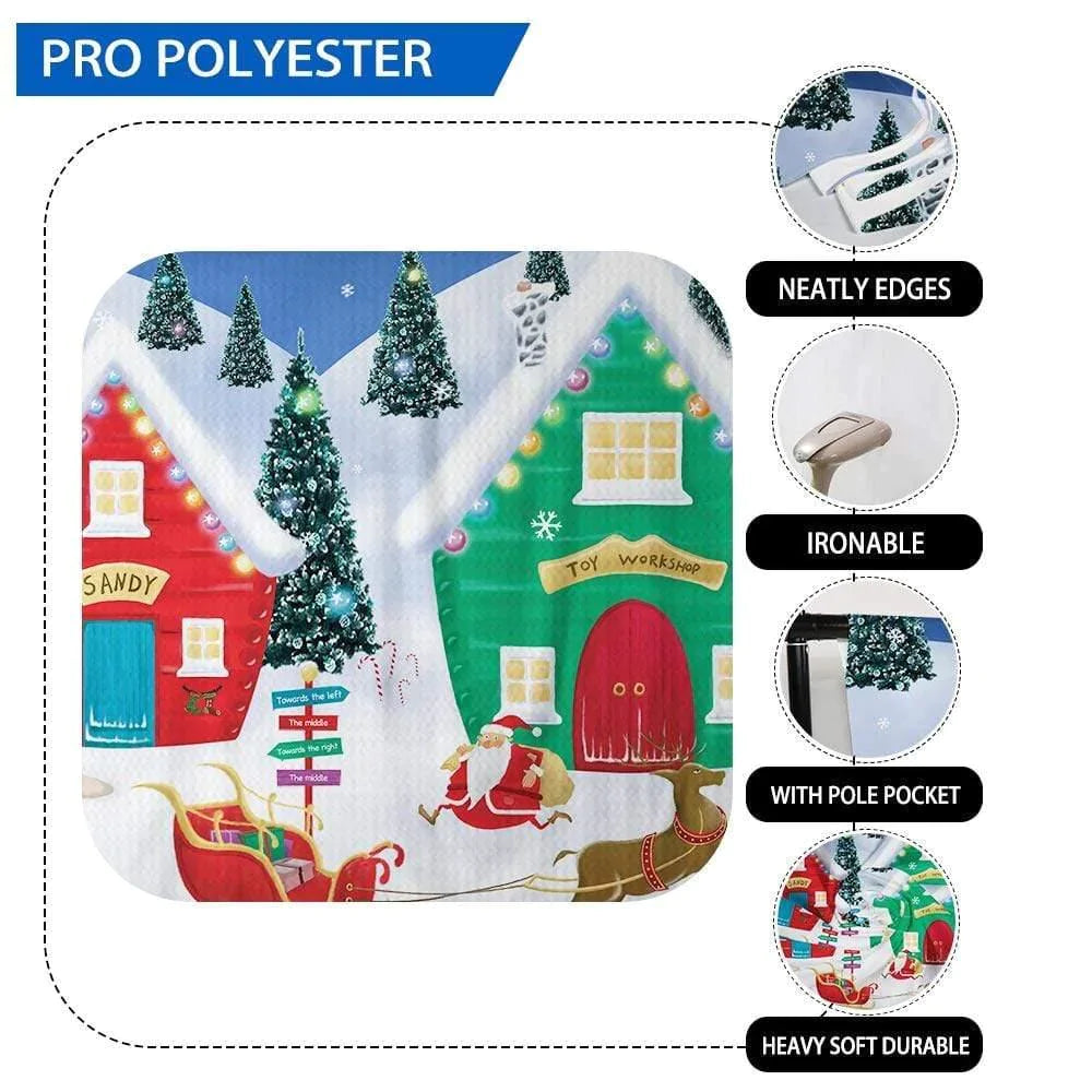 Allenjoy Christmas Winter Backdrop Sandy House Pine Santa Claus for Children - Allenjoystudio