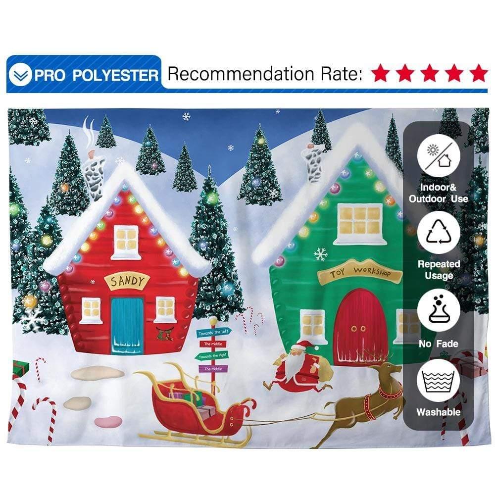 Allenjoy Christmas Winter Backdrop Sandy House Pine Santa Claus for Children - Allenjoystudio