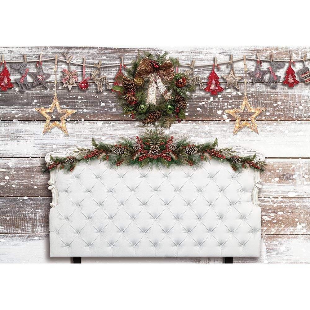 Allenjoy Christmas Wooden Background Little Star Headboard Backdrop - Allenjoystudio