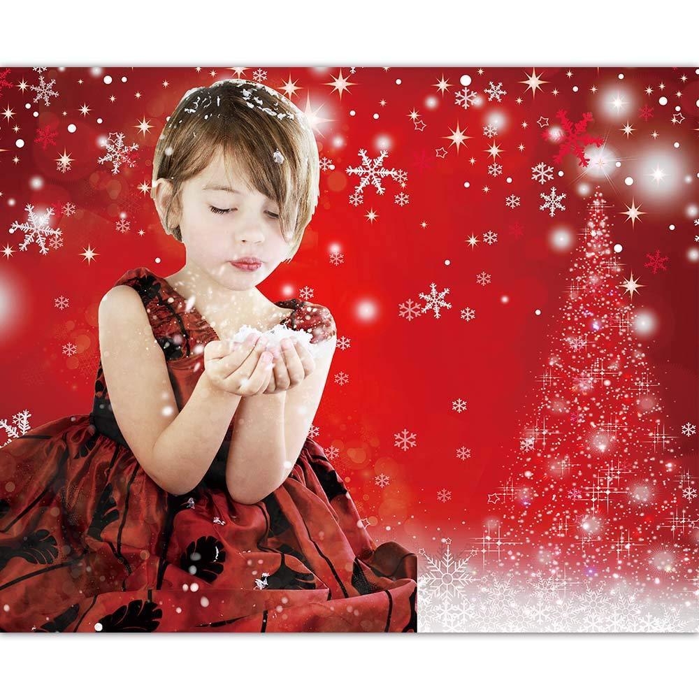 Allenjoy Christmas Xmas Winter Bokeh White Snowflake Red Backdrop - Allenjoystudio