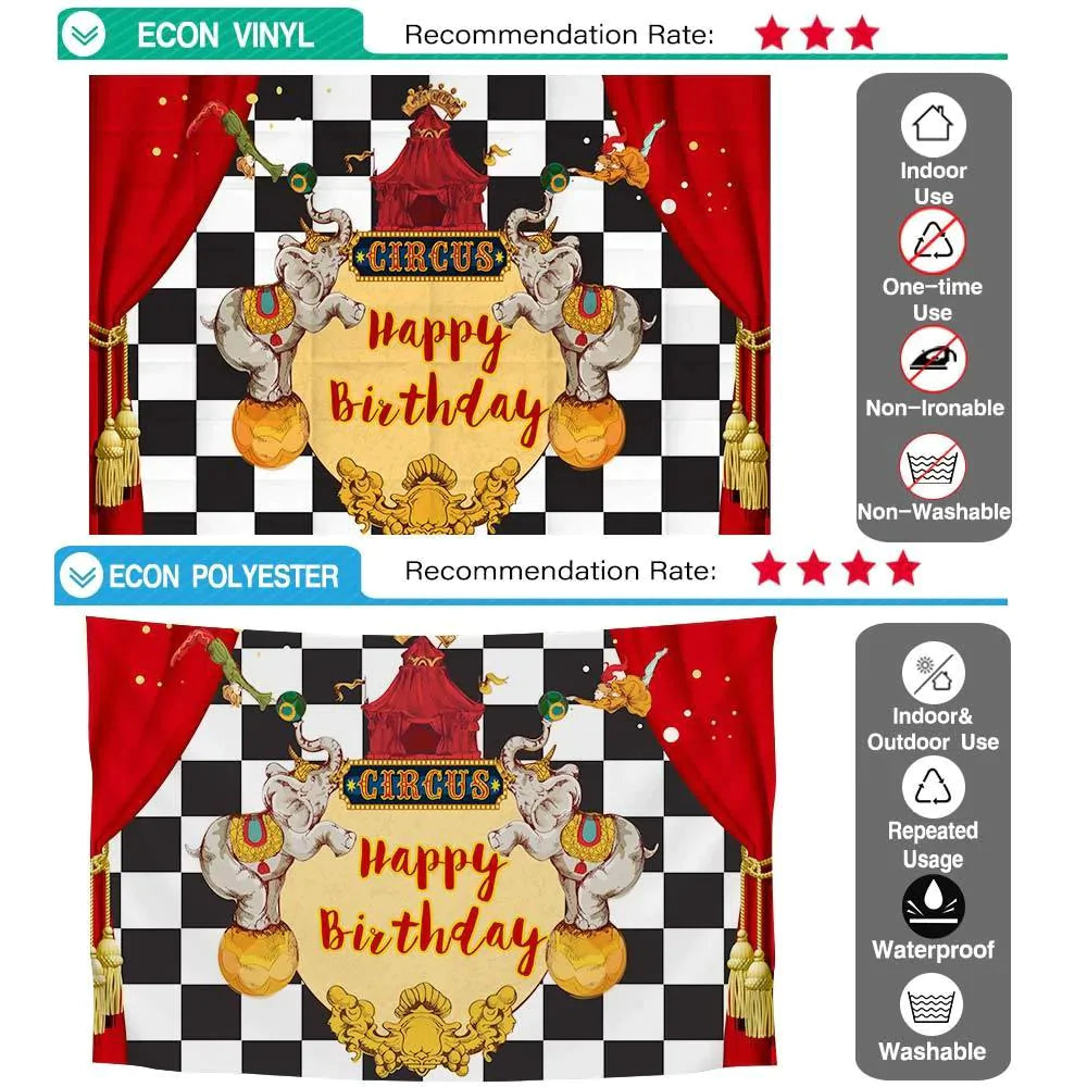 Allenjoy Circus Elephant Checkerboard Backdrop - Allenjoystudio