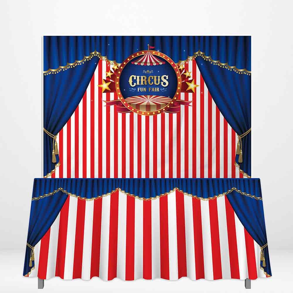 Allenjoy Circus Red and White Stripes Banner Tablecloth - Allenjoystudio