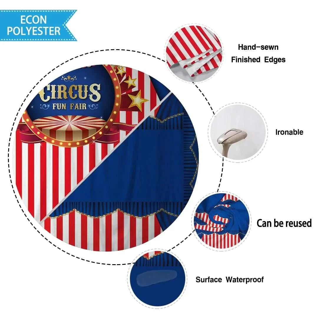 Allenjoy Circus Red and White Stripes Banner Tablecloth - Allenjoystudio