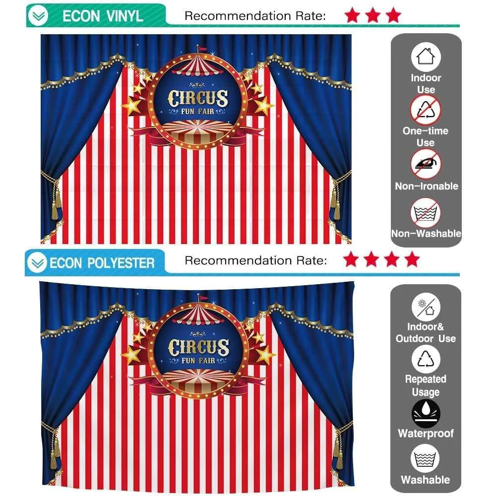 Allenjoy Circus Red White Stripes Blue Curtaion Birthday Backdrop - Allenjoystudio