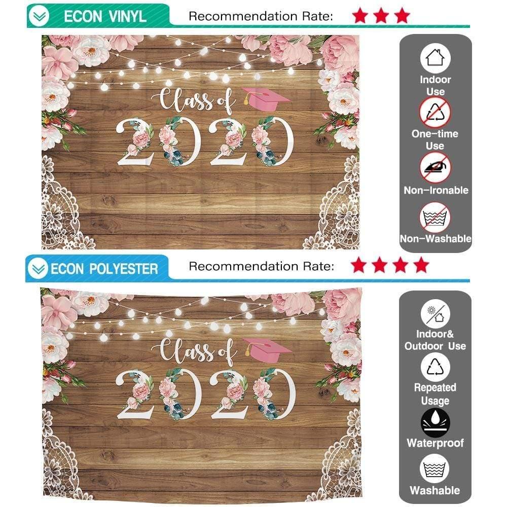 Allenjoy Class of Custom Year Pink Floral Wooden Graduation Background for Girls - Allenjoystudio