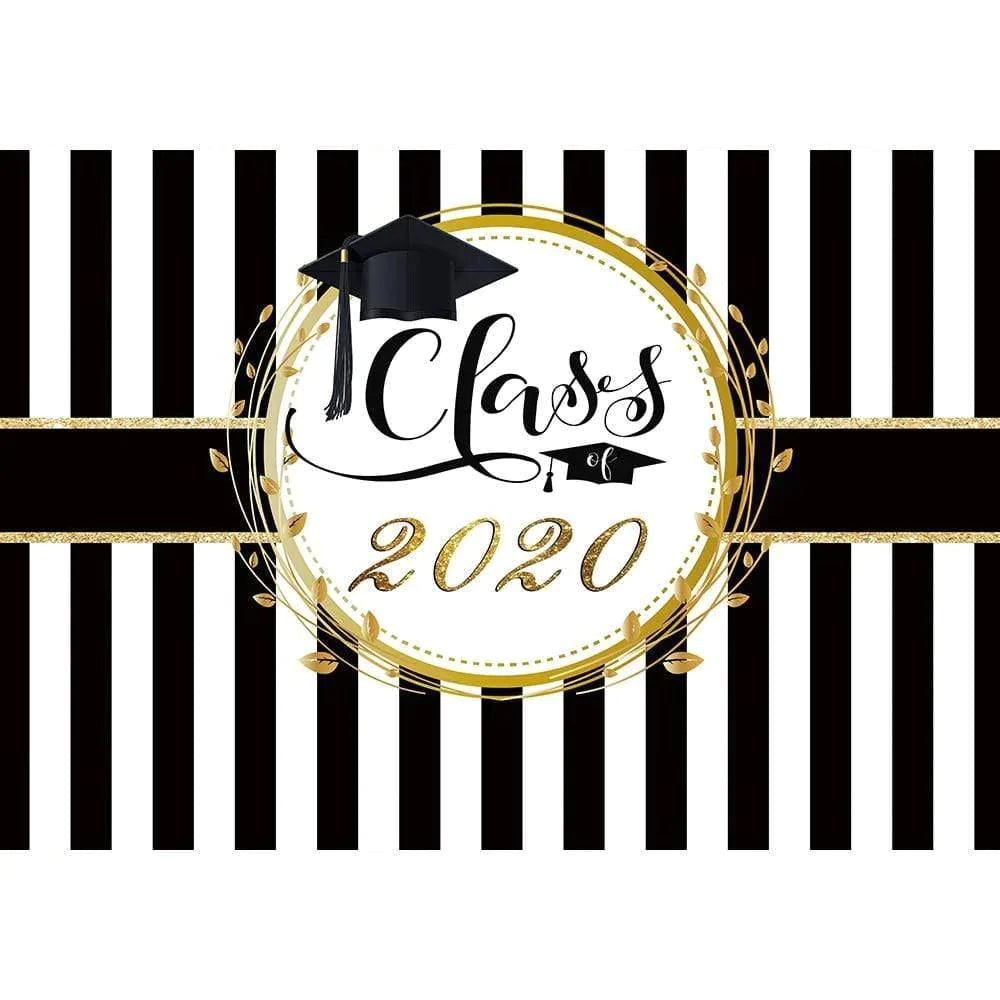 Allenjoy Class of Custom Year Black and White Stripes Graduation Backdrop - Allenjoystudio