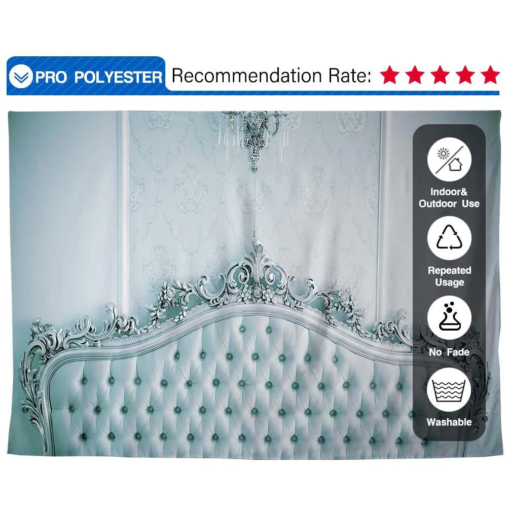 Allenjoy Classical Blue Bedroom Headboard Backdrop - Allenjoystudio