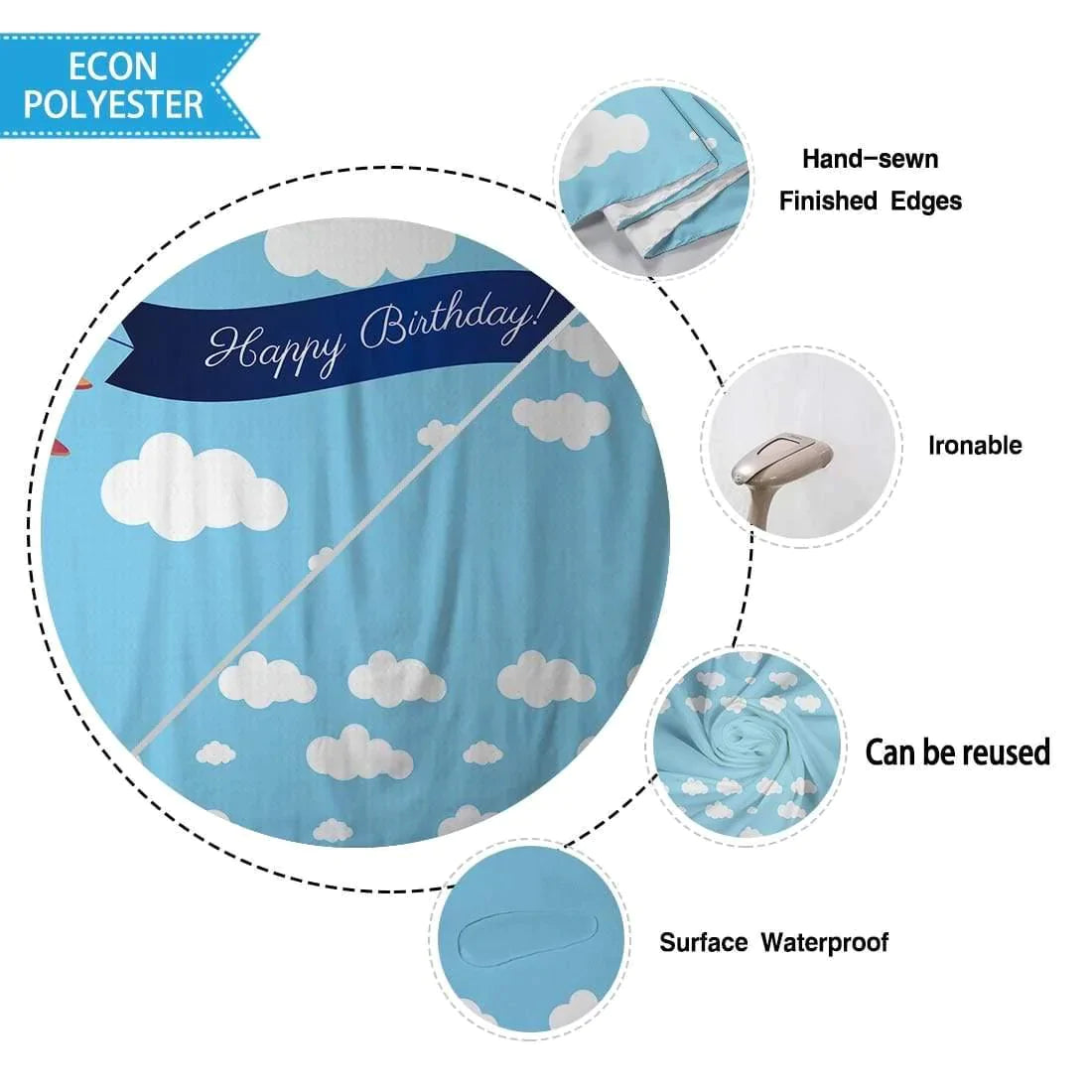 Allenjoy Cloud Blue Sky Airplane Backdrop Tablecloth - Allenjoystudio