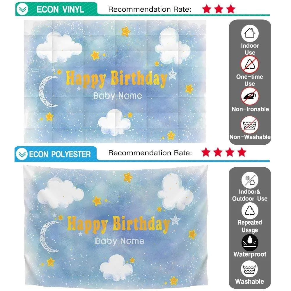 Allenjoy Clouds Moon Stars Dream Blue Birthday Backdrop - Allenjoystudio